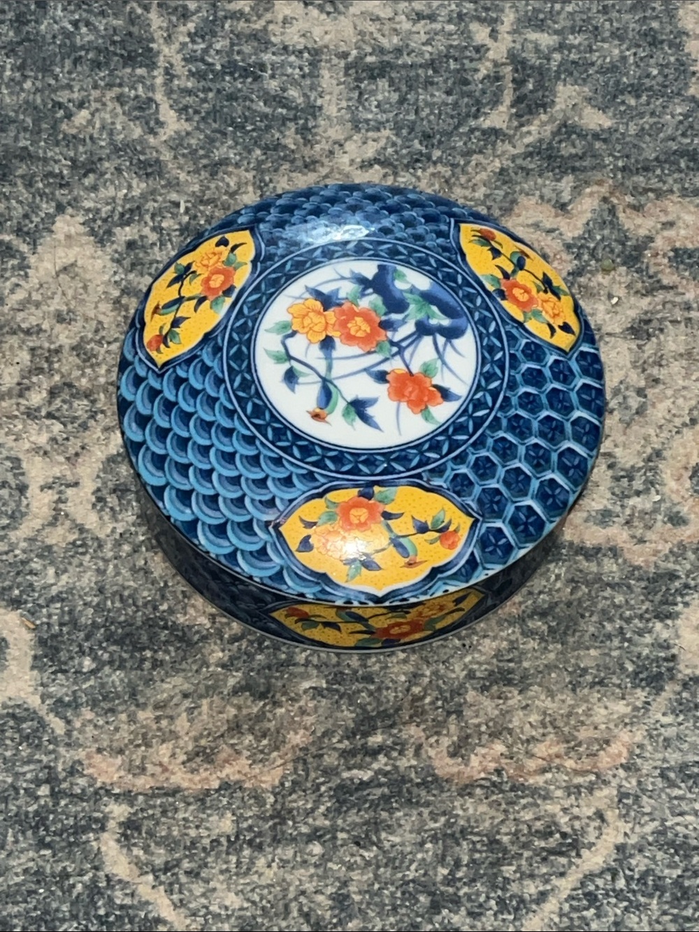 Japanese Blue Floral Decorative Trinket Box